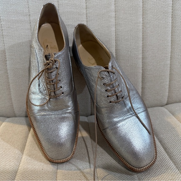 Christian Louboutin Silver Leather Women's Flats - Picture 5 of 15